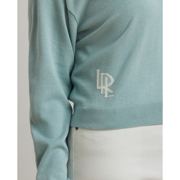 売れ筋商品|||ラルフローレン ニット&セーター アウター レディース Plus Size Two-Tone Cotton-Blend Cardigan Aqua Pearl Mascarpone Cream Two-Tone Cotton-Blend Cardigan