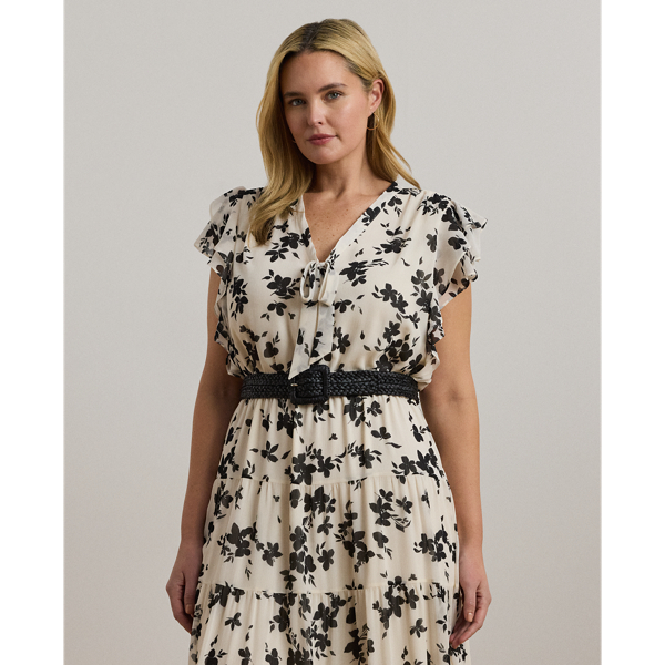Floral Georgette Tie-Neck Maxidress