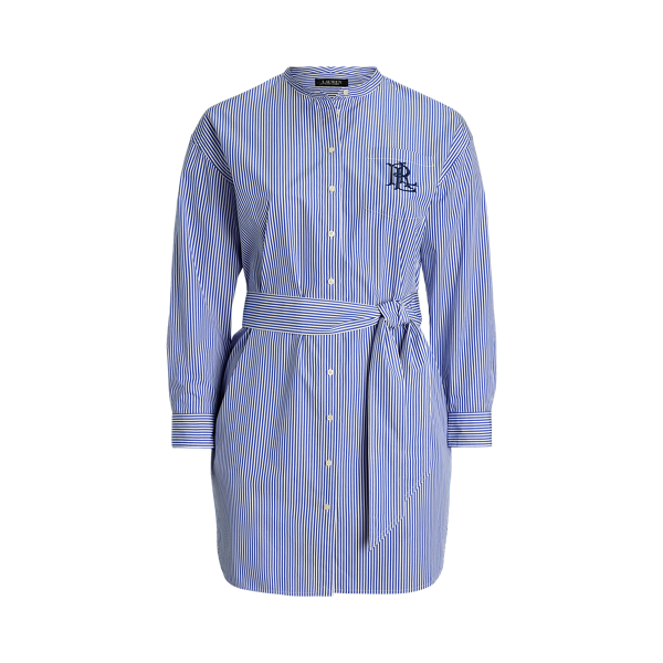Belted Cotton-Blend Tiered Dress