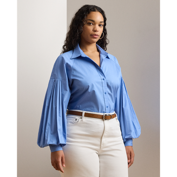 Sky Blue Camisa de popelina de algodón Lauren Woman 1