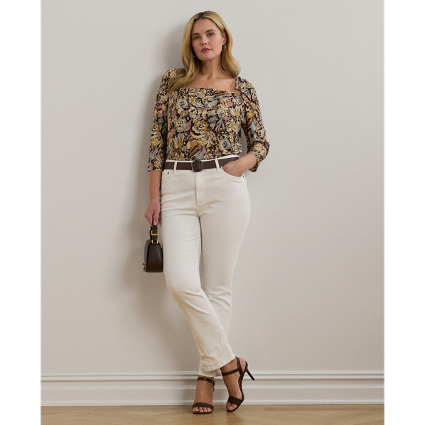 Floral Stretch Jersey Asymmetrical Top