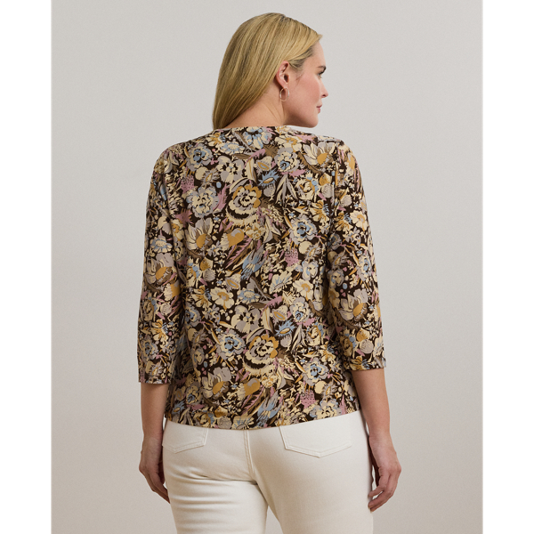Floral Stretch Jersey Asymmetrical Top