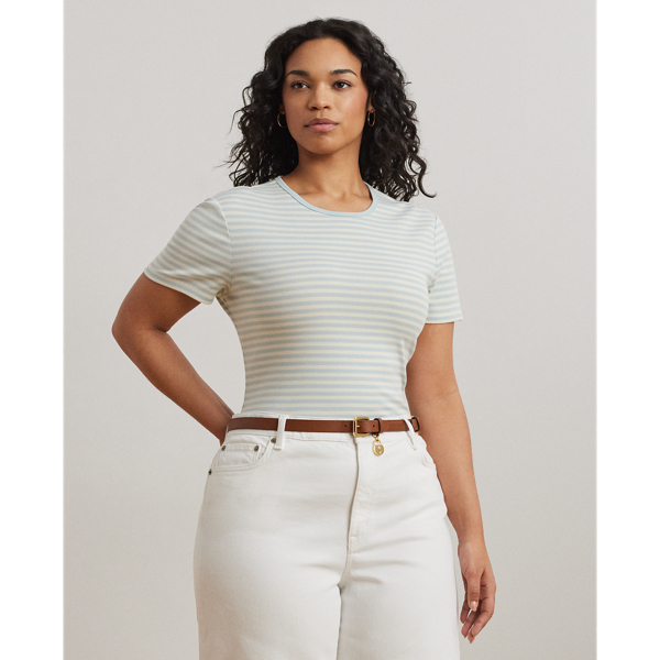 Striped Stretch Cotton Crewneck Tee