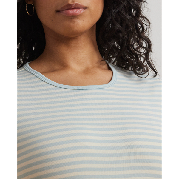 Striped Stretch Cotton Crewneck Tee