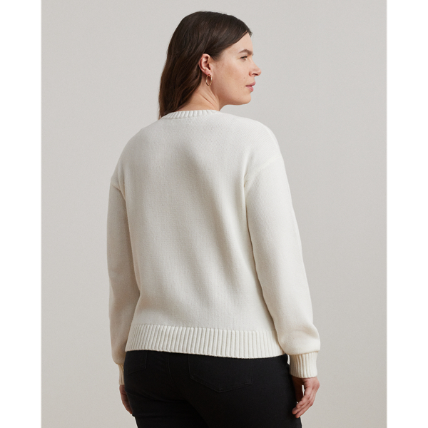 (取寄) ローレン ラルフローレン レディース フローラル-ロゴ コーム コットン セーター Lauren Ralph Lauren women Floral-logo Combed Cotton Sweater White Floral-Logo Combed Cotton Sweater