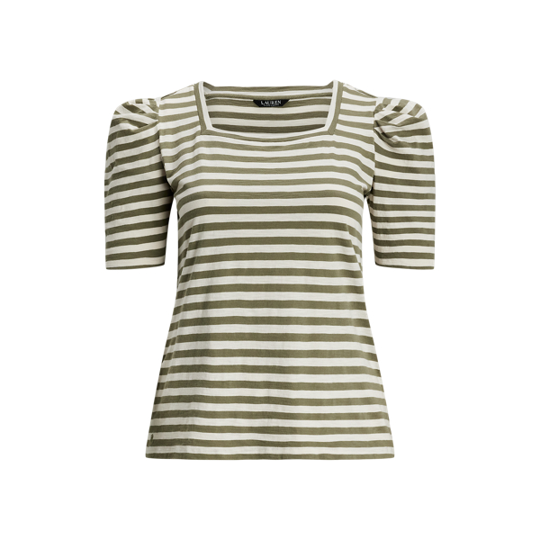 ラルフ・ローレン Lauren Ralph Lauren Two-Tone ストレッチ Cotton Elbow-Sleeve Tee レディース シ Women's Lauren Ralph Lauren Two-Tone Stretch Cotton Elbow