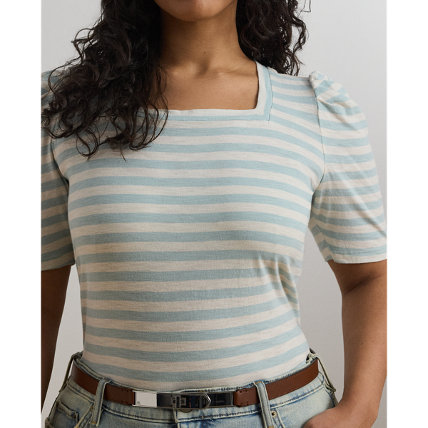 Striped Cotton Jersey Puff-Sleeve Tee