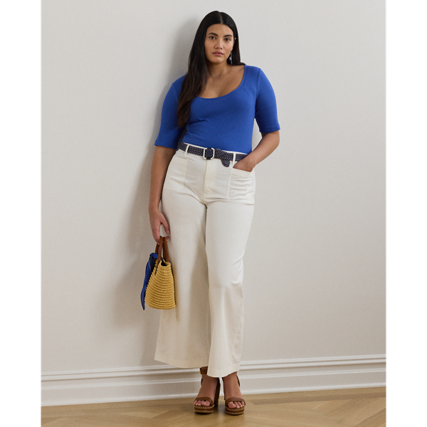 売れ筋商品|||ラルフローレン カットソー トップス レディース Women's Rib-Knit Cotton-Blend Elbow-Sleeve Tee Blue Lapis Rib-Knit Cotton-Blend Elbow-Sleeve Tee
