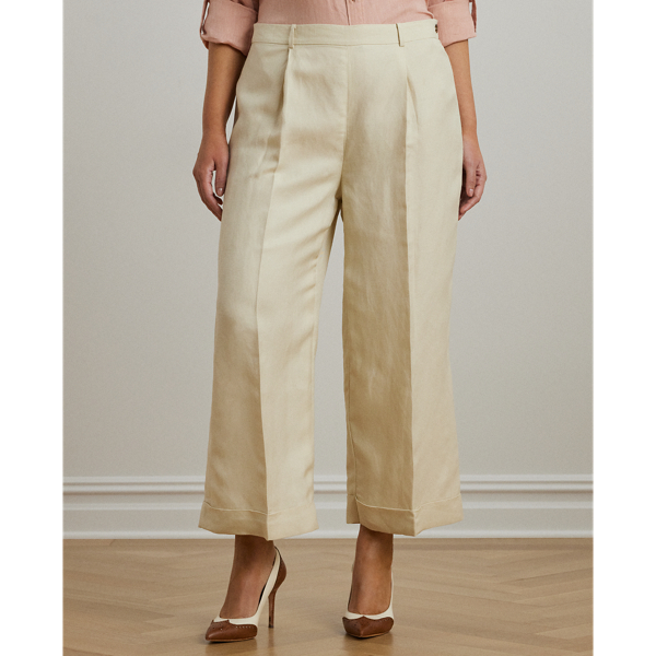 rehellinen puff pants　ベージュ　L Linen-Blend Twill Wide-Leg Pant