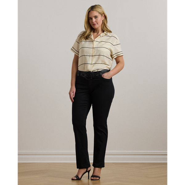 Striped Short-Sleeve Camp Shirt