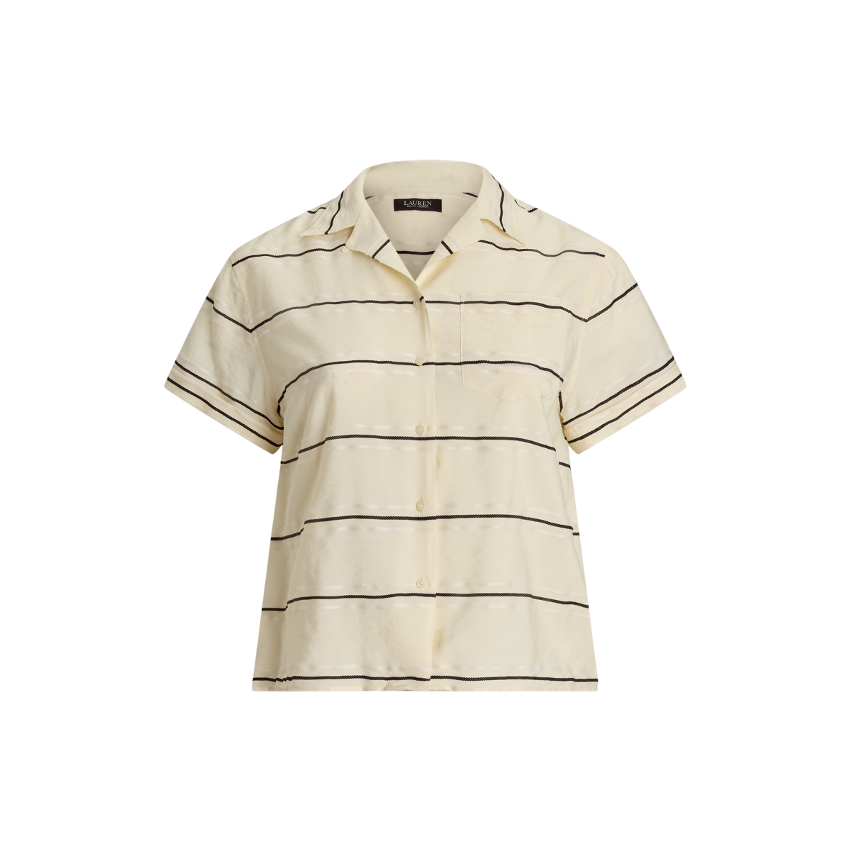 ラルフ・ローレン Lauren Ralph Lauren Petite Striped Short-sleeve Camp Shirt レディース シ Women's Lauren Ralph Lauren Petite Striped Short-sleeve Camp