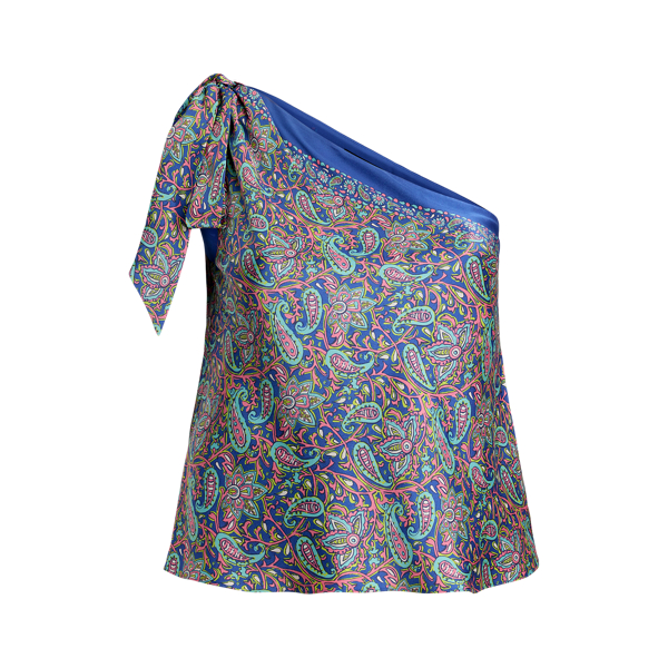 Paisley Twill One-Shoulder Blouse