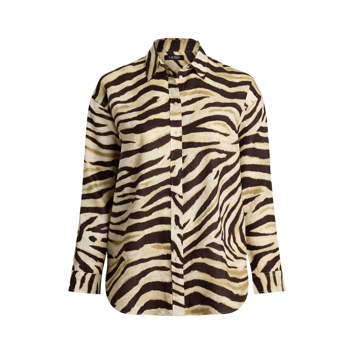 Relaxed Fit Zebra-Print Linen Shirt