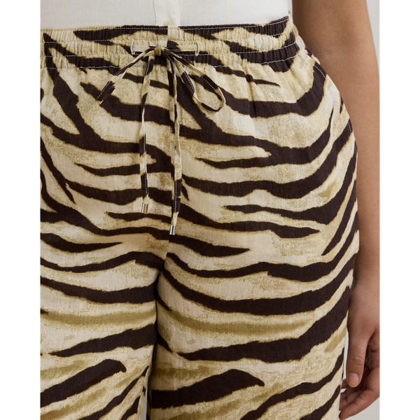 Zebra-Print Linen Wide-Leg Pant
