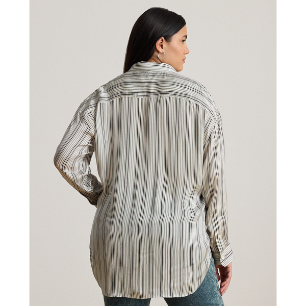 Relaxed Fit Striped Satin Shirt