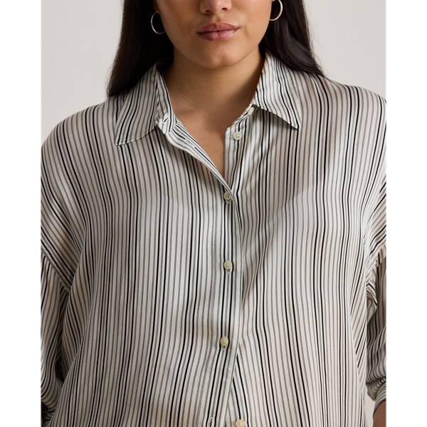 Relaxed Fit Striped Satin Shirt
