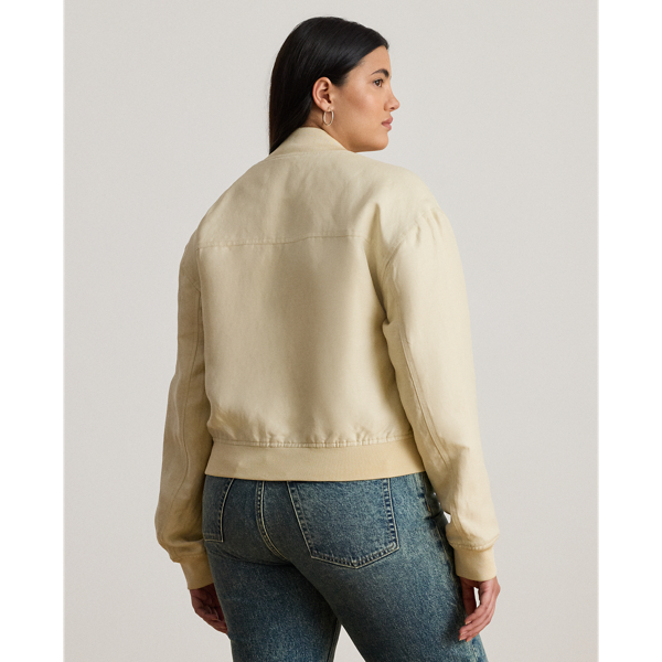 Linen-Blend Bomber Jacket