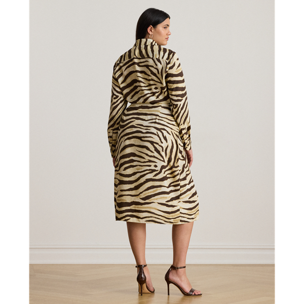 Zebra-Print Tie-Front Crepe Shirtdress
