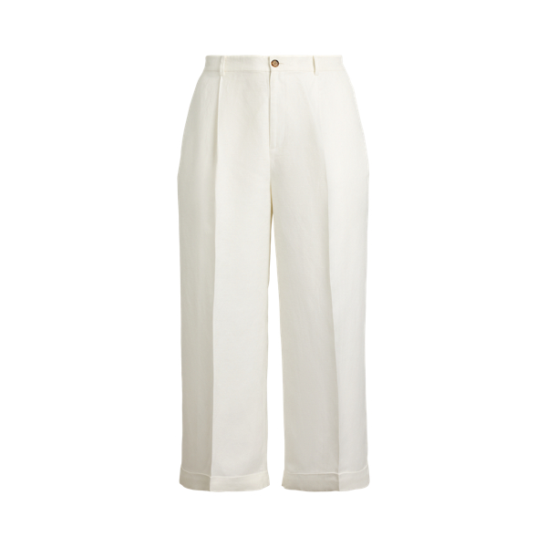 送関込☆LAUREN RALPH LAUREN PLEATED ETTE WIDE-LEG PANT Lauren Ralph Lauren, Womens, Pleated Cotton Twill Wide-Leg