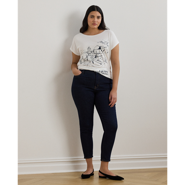 売れ筋商品|||ラルフローレン カットソー トップス レディース Plus Size Cotton-Blend Jersey Graphic Tee White Cotton-Blend Jersey Graphic Tee