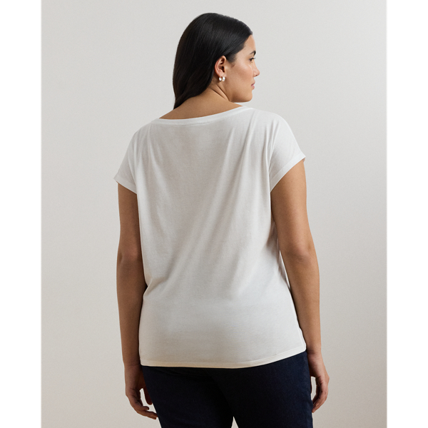売れ筋商品|||ラルフローレン カットソー トップス レディース Plus Size Cotton-Blend Jersey Graphic Tee White Cotton-Blend Jersey Graphic Tee