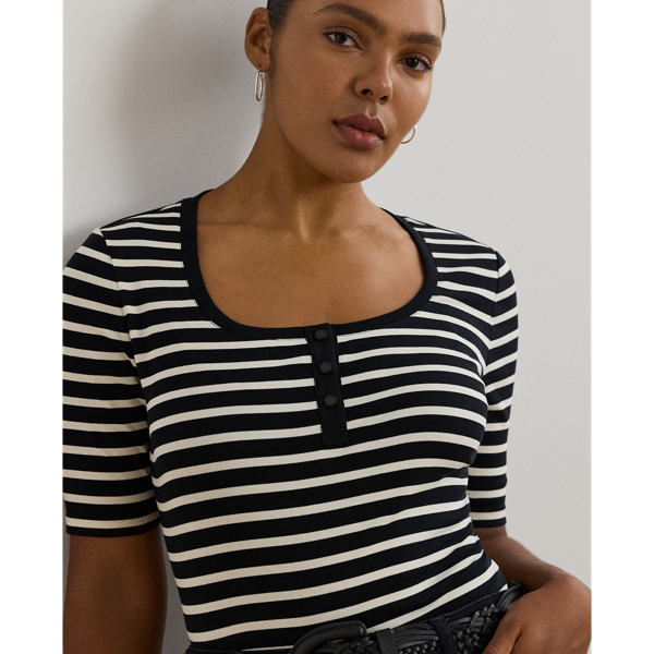 ラルフ・ローレン Lauren Ralph Lauren Striped Elbow-sleeve Henley Top レディース シャツ トップス Striped Elbow-Sleeve Henley Top for Women | Ralph Lauren® SA
