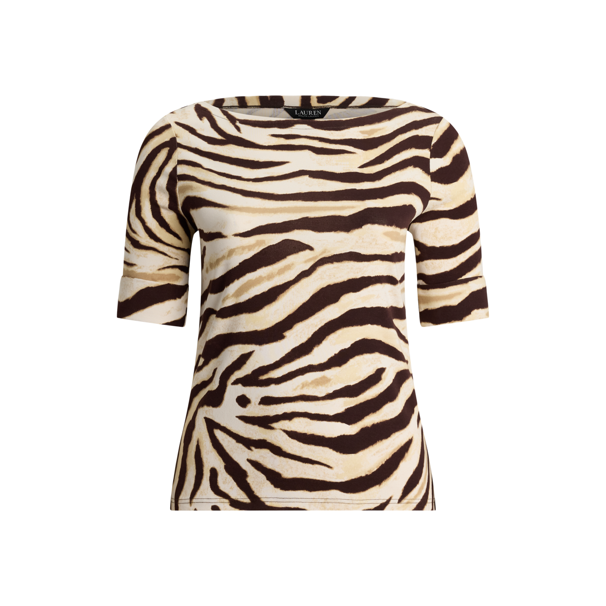 ラルフ・ローレン Lauren Ralph Lauren Petite Zebra-print ストレッチ Cotton Boatneck Tee レ Lauren Ralph Lauren Women's Zebra-Print Stretch Cotton