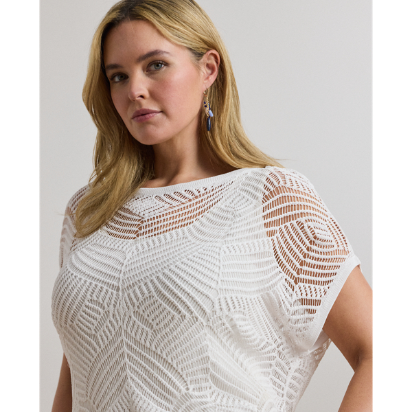 Geo-Motif Mesh Short-Sleeve Sweater