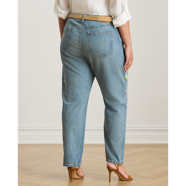 Print Boyfriend Tapered Ankle Jean