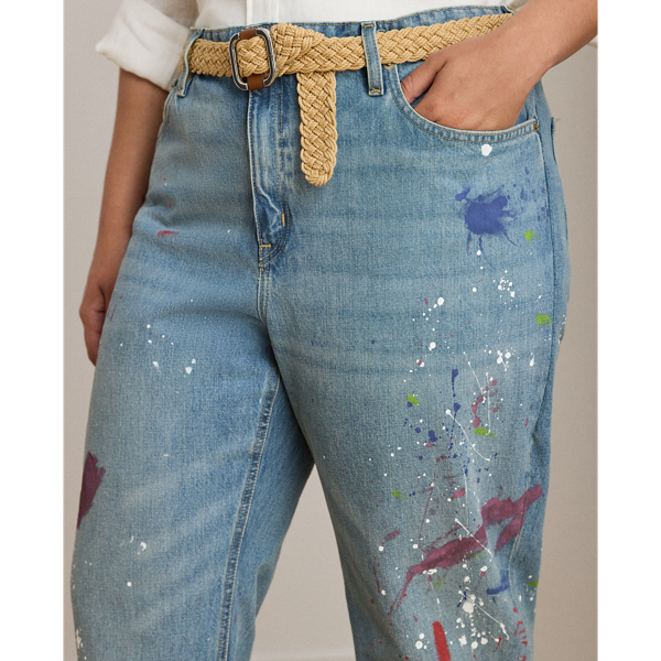 Print Boyfriend Tapered Ankle Jean