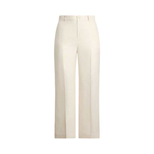 Linen-Blend Twill Wide-Leg Trouser