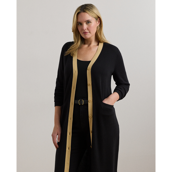 Two-Tone Cotton-Blend Cardigan