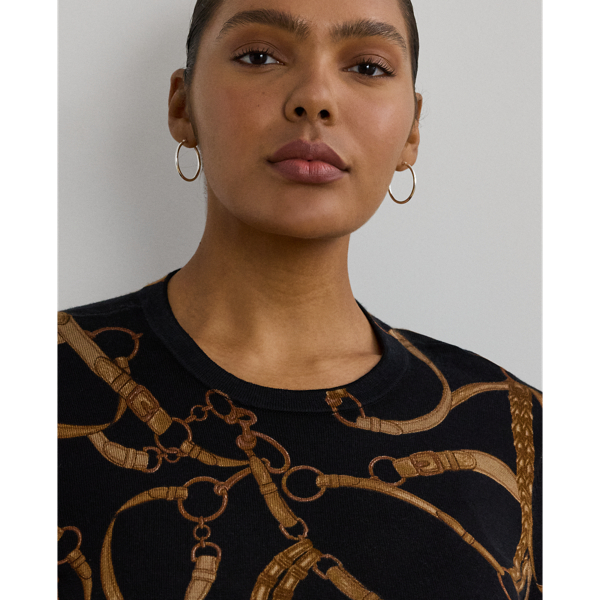 Belting-Print Cotton-Blend Sweater