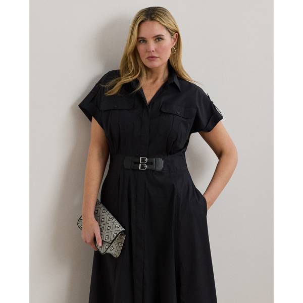☆US発*LAUREN*新作*Buckle-Trim Cotton-Blend シャツドレス☆ Buckle-Trim Cotton-Blend Shirtdress