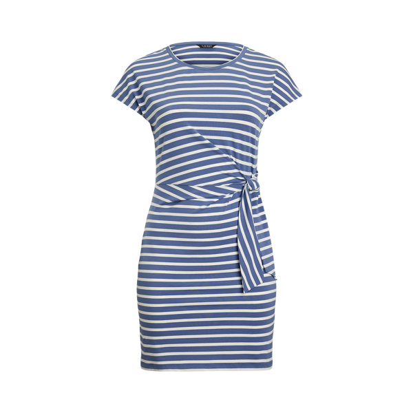 Striped Tie-Front Jersey Dress