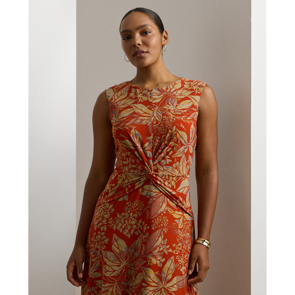 Floral Twist-Front Stretch Jersey Dress for Women | Ralph