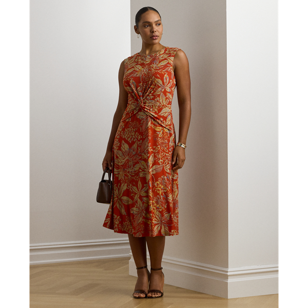 Robe torsadée stretch en jersey fleuri