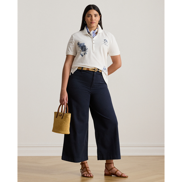 Pantalon 7/8 à jambe large chino stretch