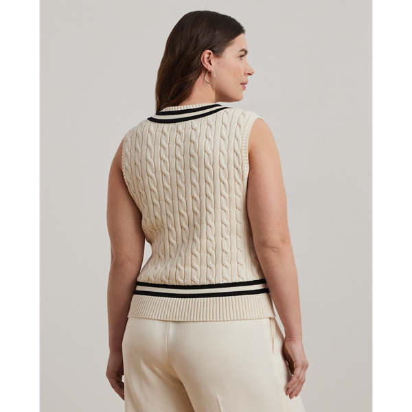 ラルフ・ローレン Lauren Ralph Lauren Cable-knit Cotton Cricket Sweater Vest レディース S Cable-Knit Cotton Cricket Sweater Vest