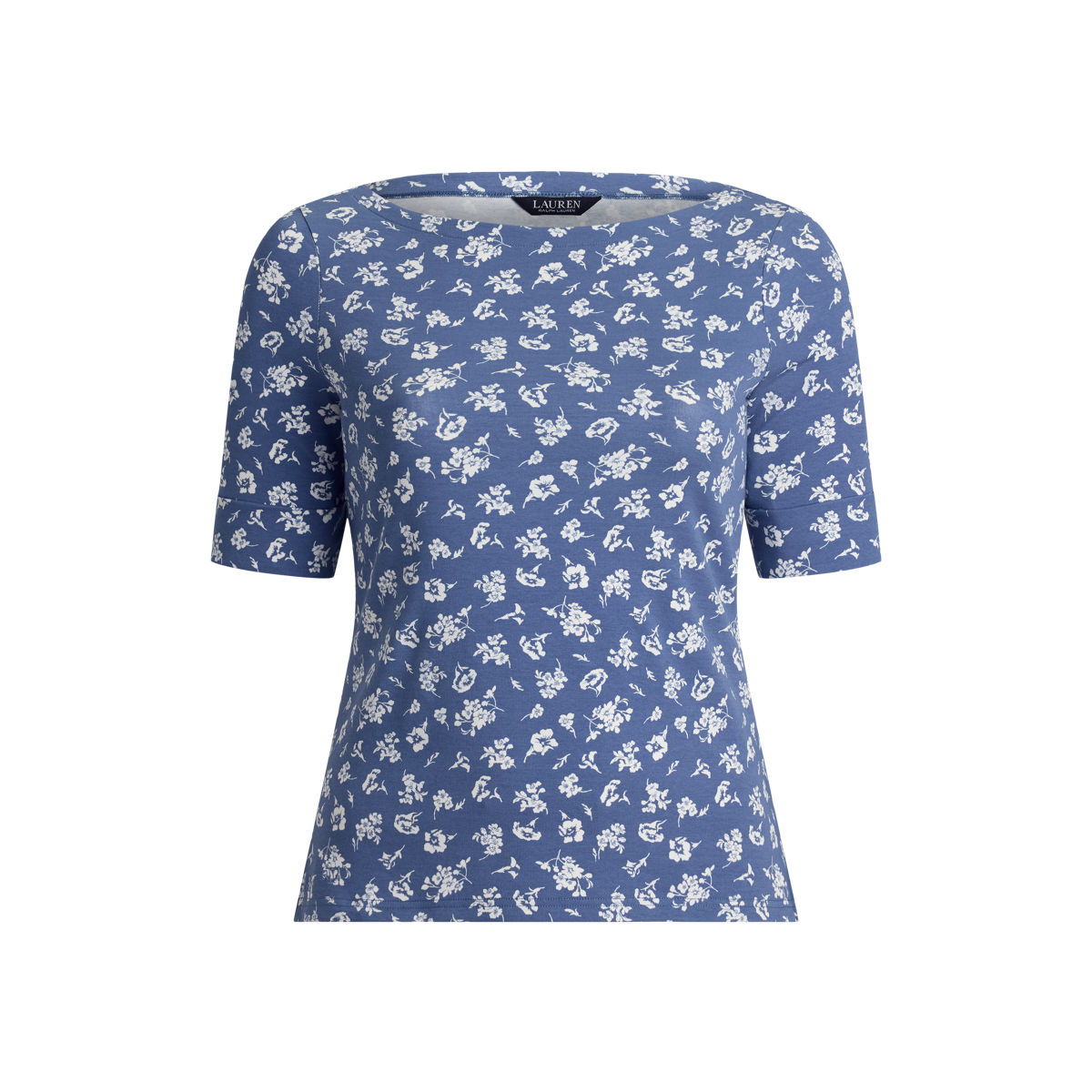 ラルフ・ローレン Lauren Ralph Lauren Floral ストレッチ Cotton Boatneck Tee レディース シャツ トップ Lauren Ralph Lauren Women's Floral Stretch Cotton Boatneck