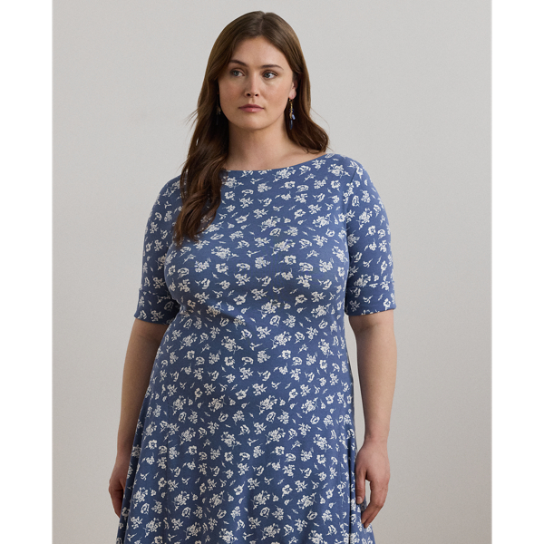 Floral Stretch Cotton Midi Dress
