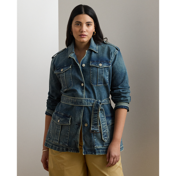 Haze Wash Denim-Feldjacke mit Gürtel Lauren Woman 1