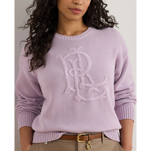 Embroidered-Logo Combed Cotton Sweater