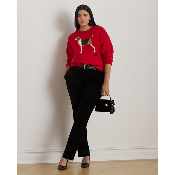 Intarsia-Knit Foxhound Cotton Sweater