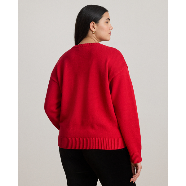 Intarsia-Knit Foxhound Cotton Sweater