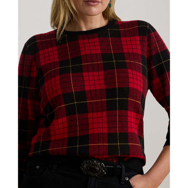 Plaid Cotton-Blend Sweater