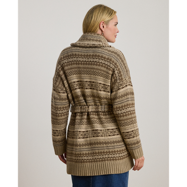 Fair Isle Belted Wool-Blend Cardigan