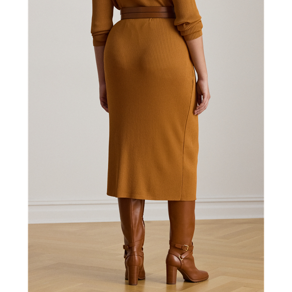 Bleistift-Midirock in Rippenstrick