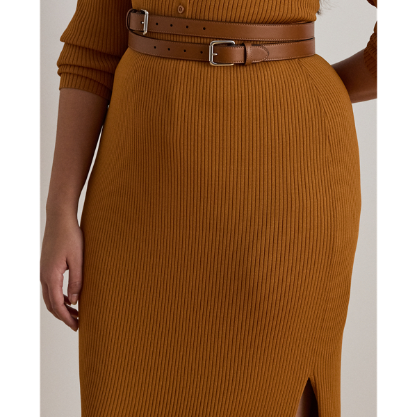 Bleistift-Midirock in Rippenstrick