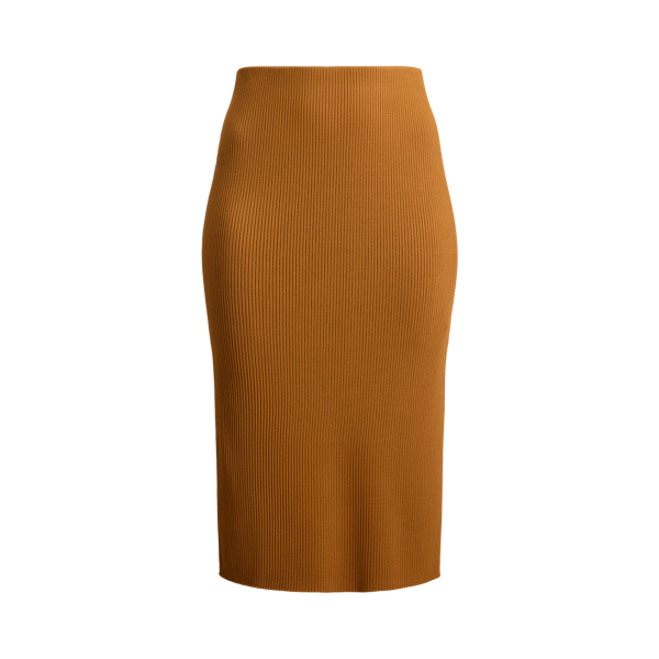 Bleistift-Midirock in Rippenstrick